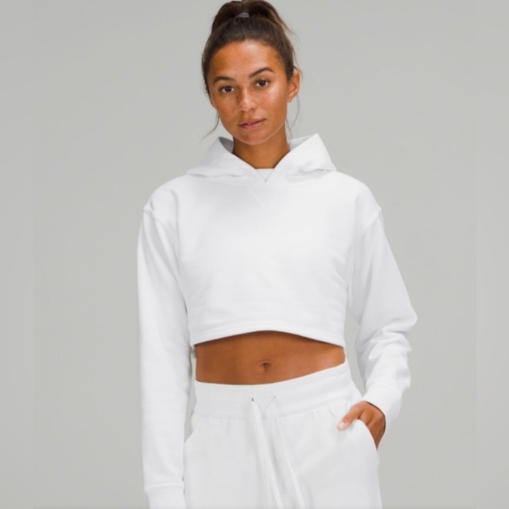 Lululemon All Yours Cropped Hoodie White Sz:8 NWT